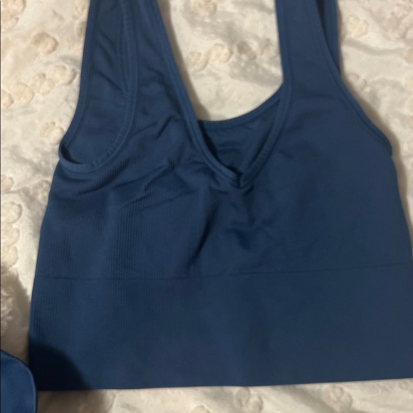 Athleta Deep Blue Ribbed Workout Set - Picture 5 of 6